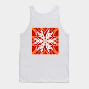 Cartoon Mandala Flower Red Orange and White Tank Top